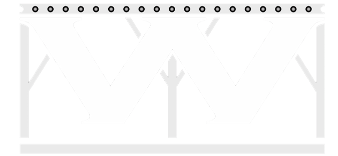 the logo of worley hoppers which appears as a W covering a hopper bottom to make the W look like it's a part of the supports of the cone